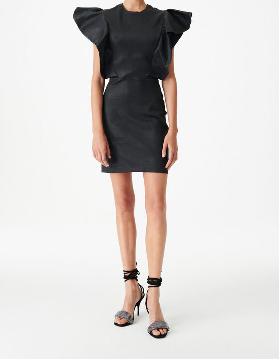 SENJA RUFFLED LEATHER DRESS